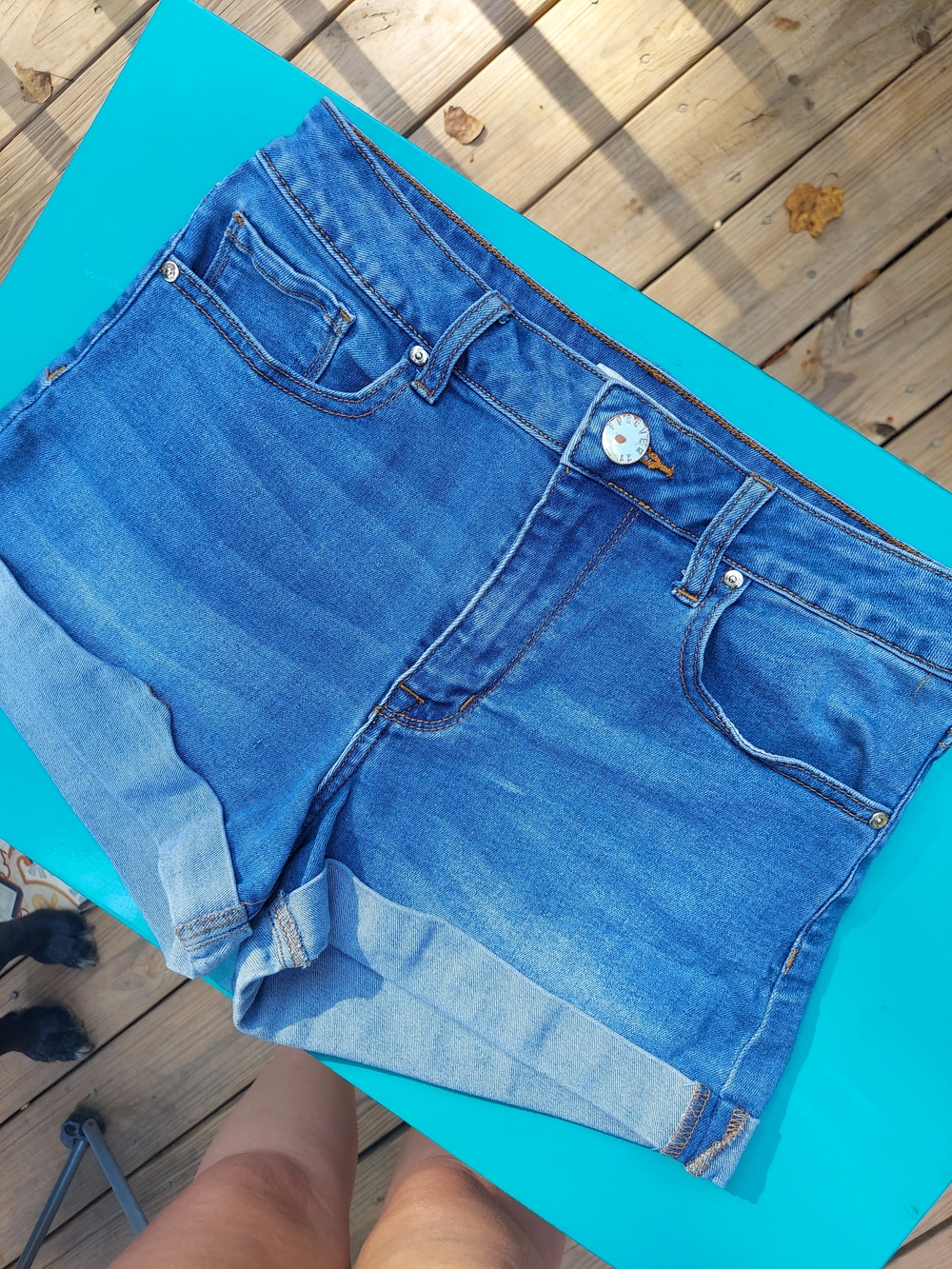 Forever 21 Cuffed Hem Medium Denim Shorts